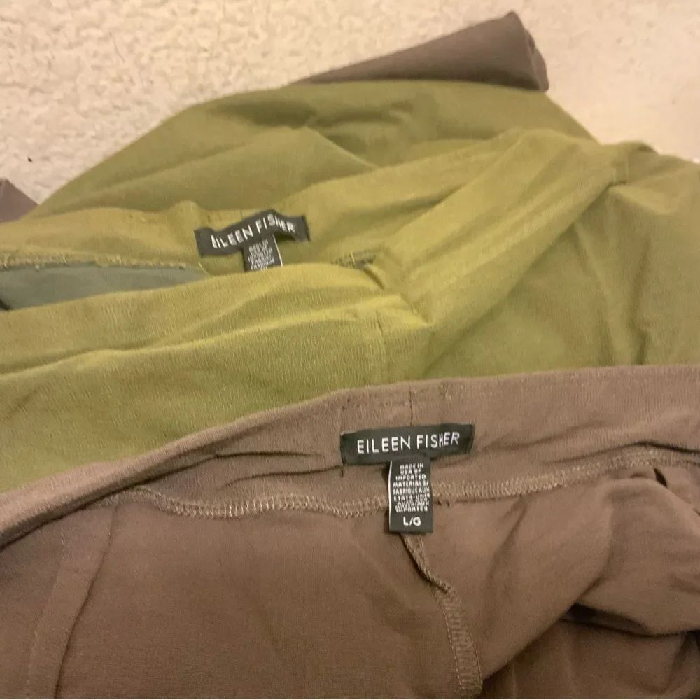 Lot 2 Eileen Fisher green & brown pants  slouchy size large